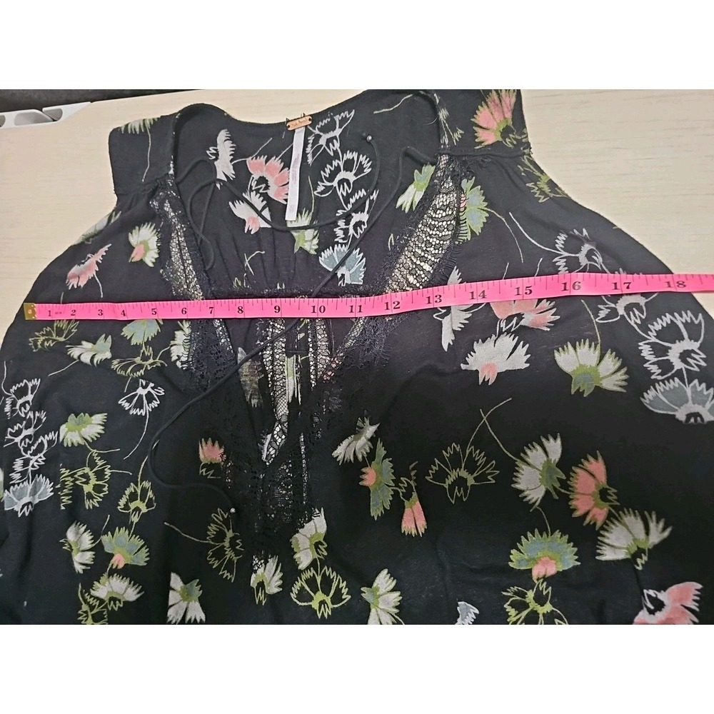 Free People Swing Tank XS Love Potion Black Floral Oversize Soft Girl Cottag i02 - Picture 8 of 9